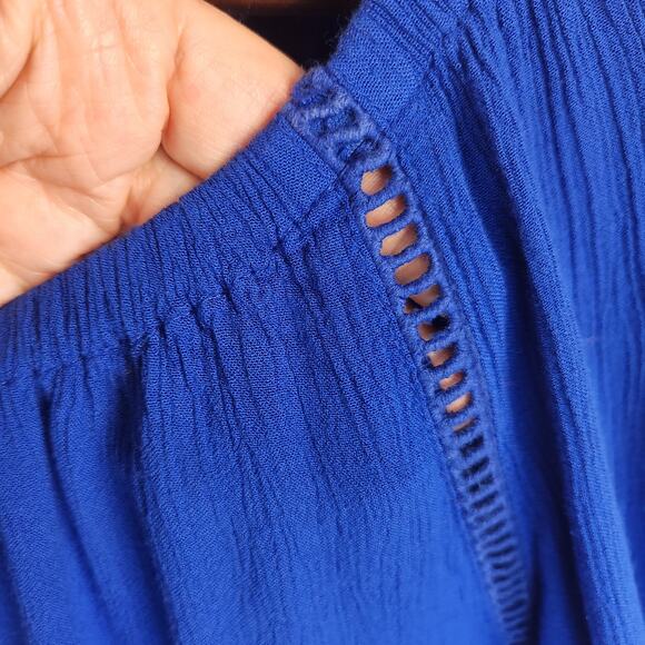 INC International Concepts Women’s Peasant Blouse XL Blue Relaxed Fit EUC - Picture 7 of 14